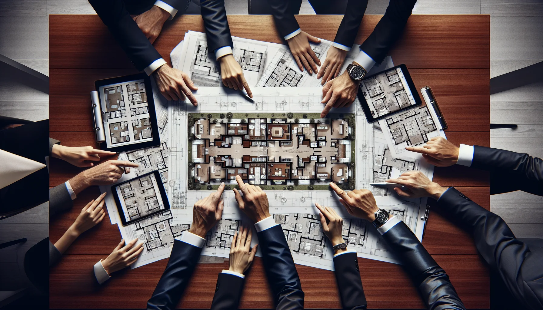 Immobilienmakler Beratung mit Grundrissen und Exposés