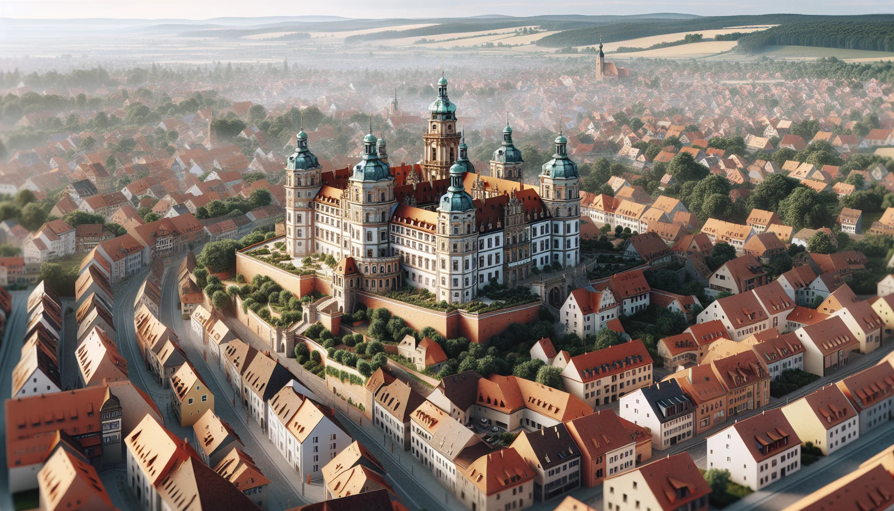 Luftaufnahme von Bruchsal mit Barockschloss und Wohngebieten für Immobilienmakler