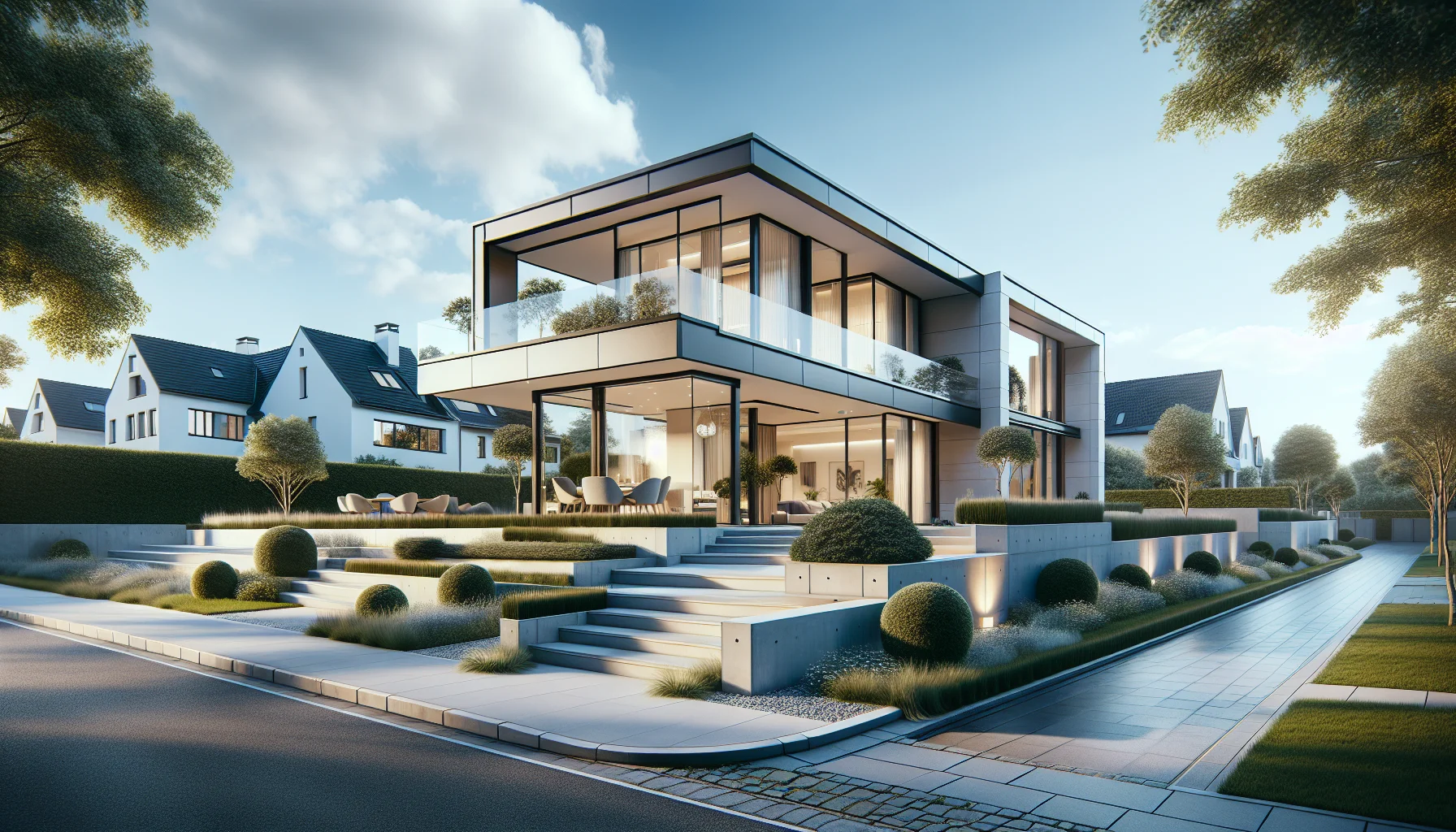 Modernes Haus in Karlsruhe zum Verkauf mit gepflegtem Vorgarten