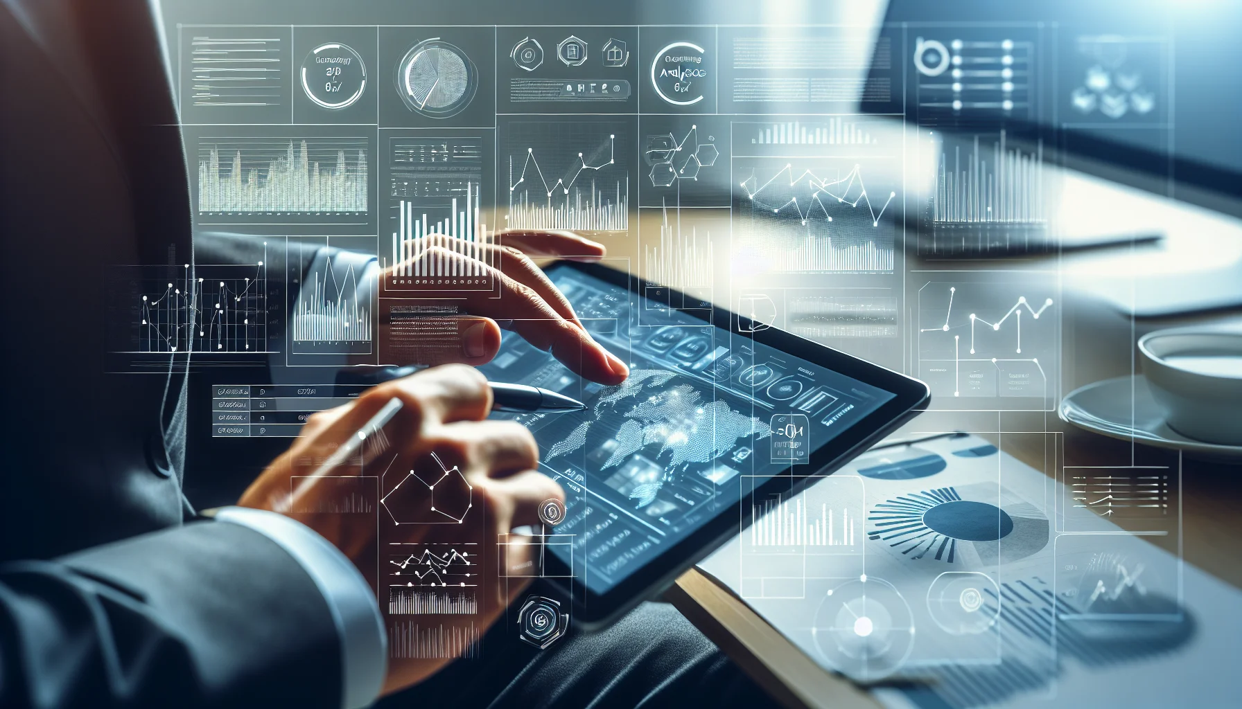 Immobilienmarkt-Analyse mit Diagrammen und Trends auf Tablet-Bildschirm