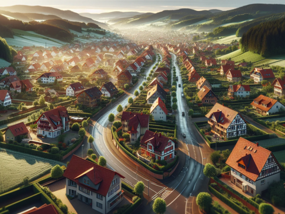 Luftaufnahme von Ettlingen im Albtal mit Wohngebieten und traditionellen Häusern