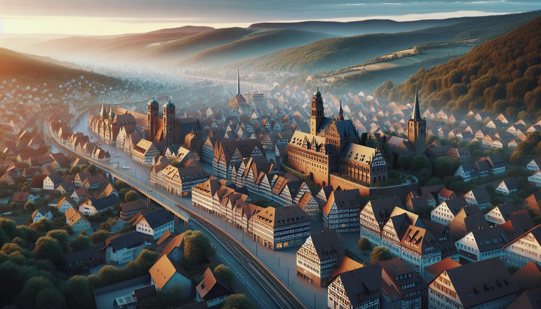 Luftaufnahme von Ettlingen mit historischer Altstadt und Schwarzwald im Hintergrund