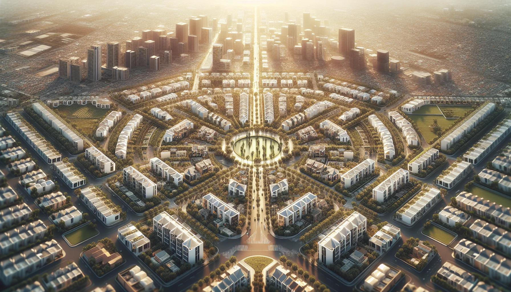 Luftaufnahme von Karlsruhe mit charakteristischer Fächerstruktur und Wohngebäuden