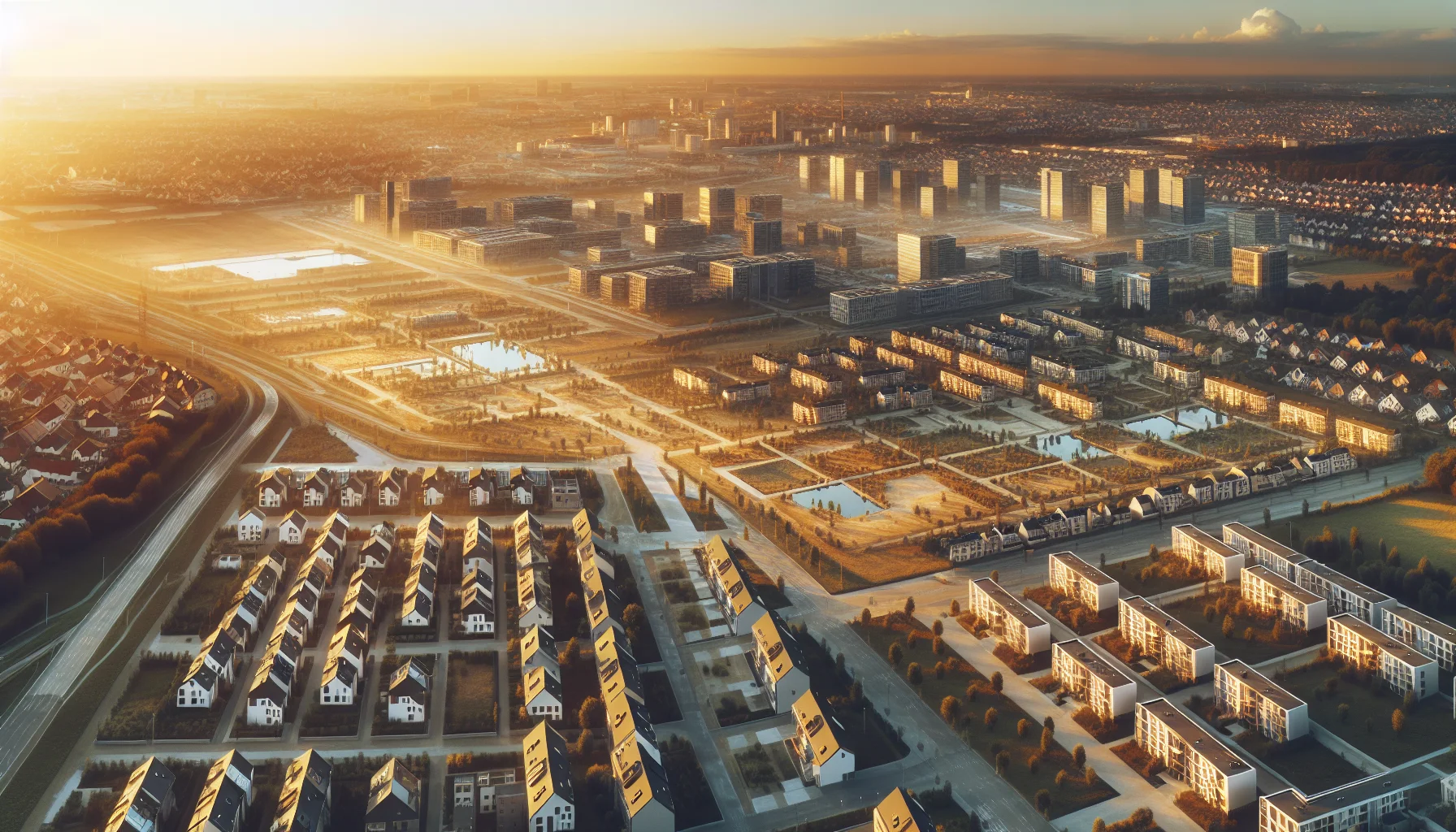 Luftaufnahme von Karlsruhe mit Wohngebieten und Grundstücken zum Verkauf