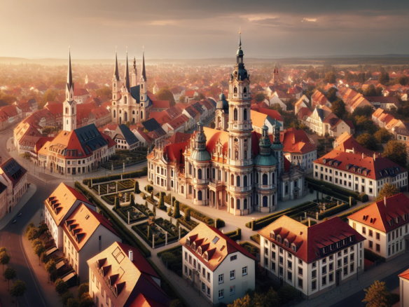 Luftaufnahme von Rastatt mit barocken Gebäuden und Wohnhäusern