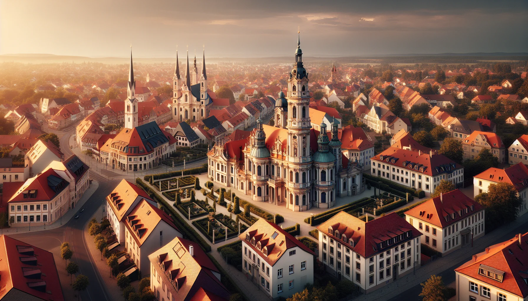 Luftaufnahme von Rastatt mit barocken Gebäuden und Wohnhäusern