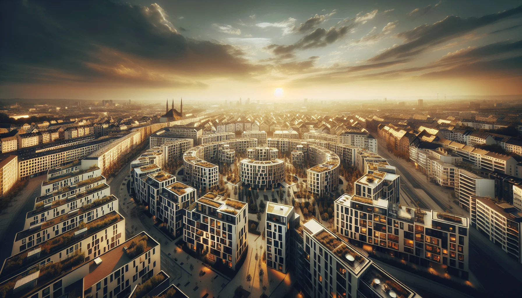 Moderne Wohngebäude in Karlsruhe mit charakteristischem Stadtlayout