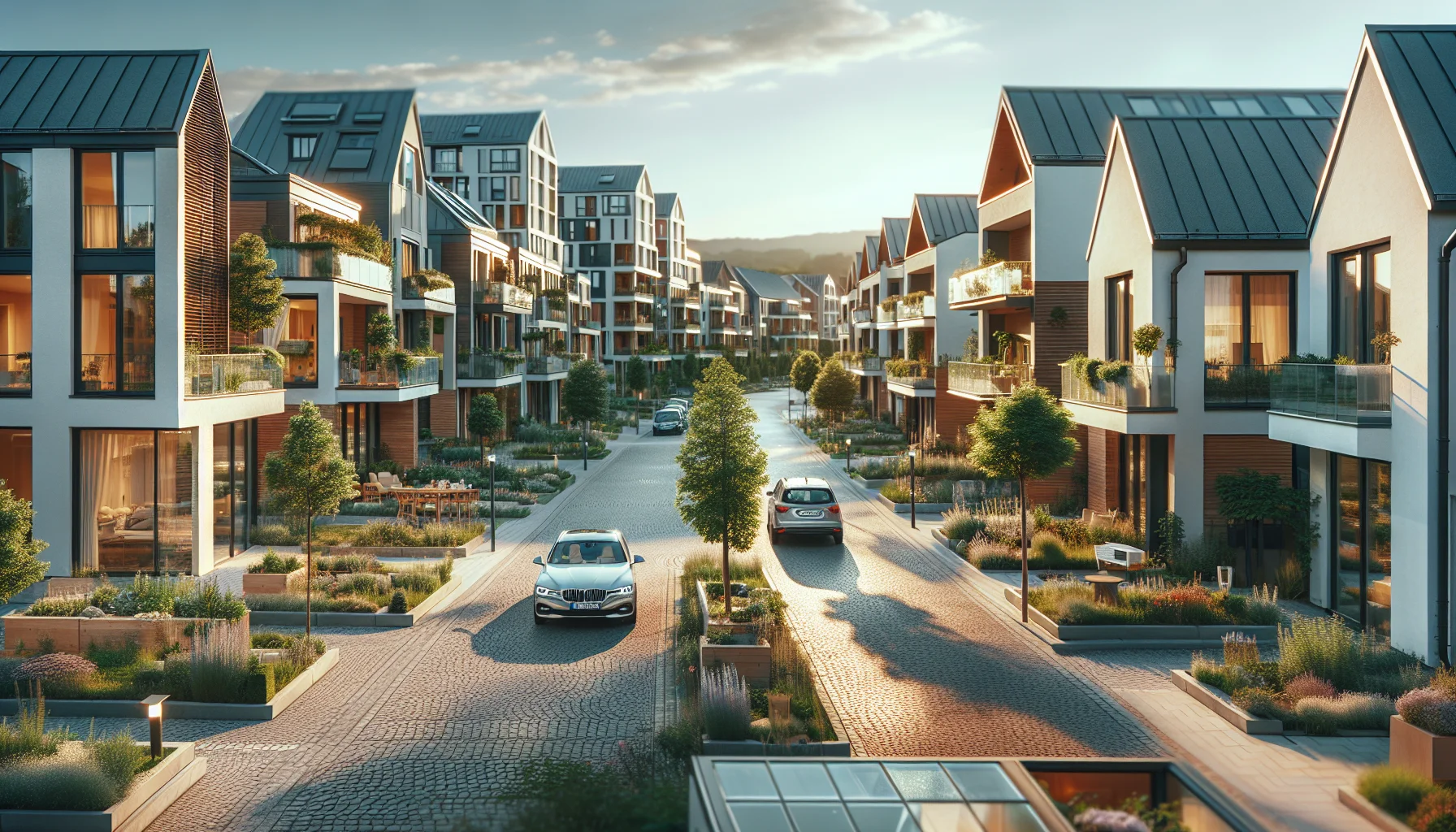 Modernes Wohngebiet in Ettlingen mit gepflegten Häusern und Gärten