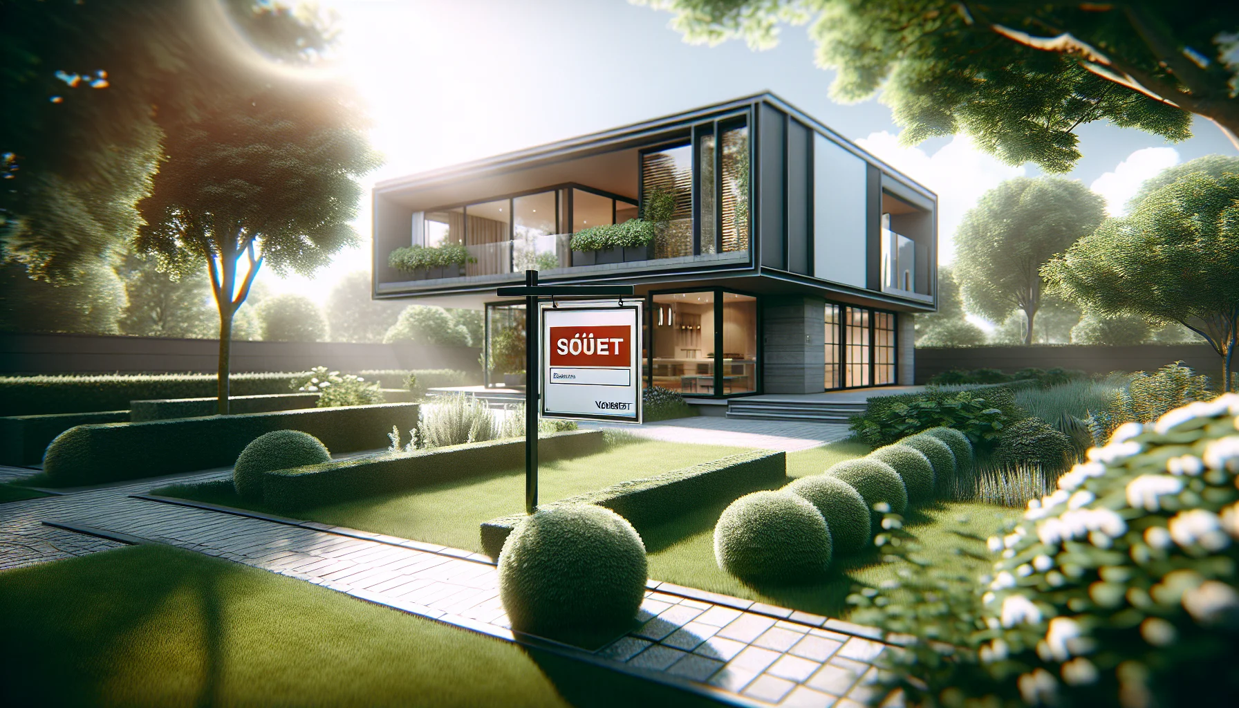 Verkauftes Haus in Rastatt mit Verkauft-Schild im Vorgarten