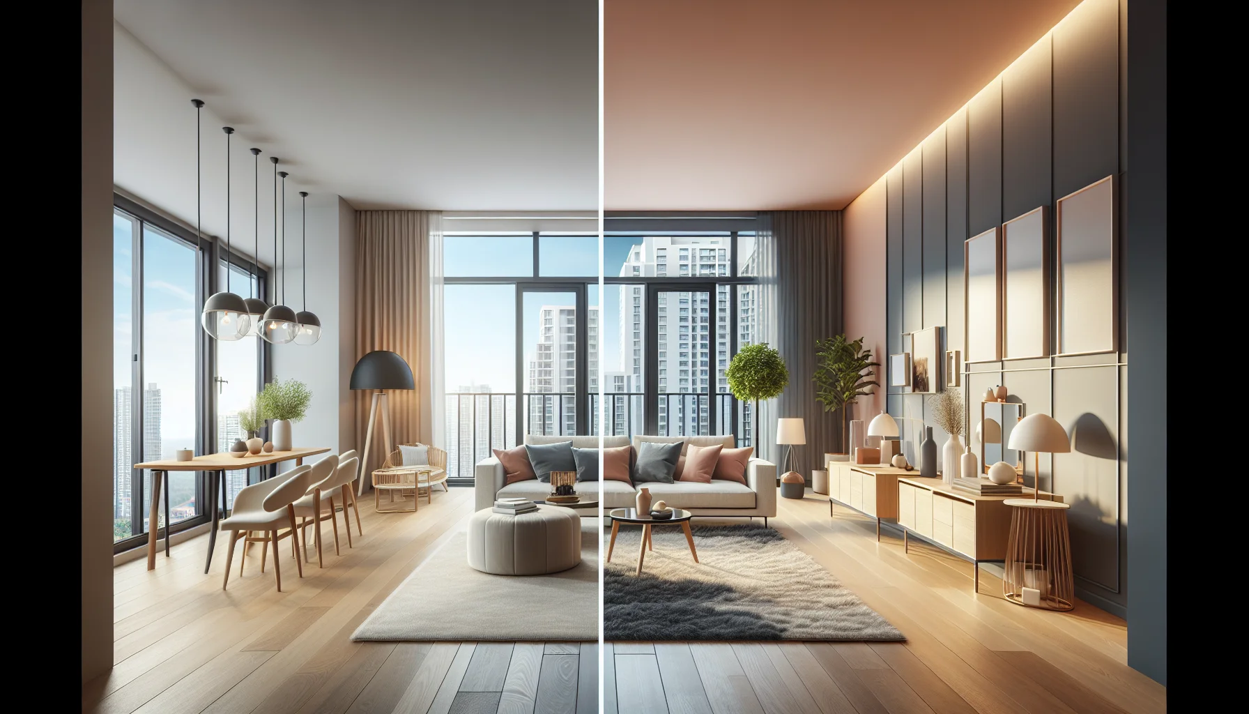 Vorher-Nachher Vergleich einer professionell gestalteten Wohnung zum Verkauf