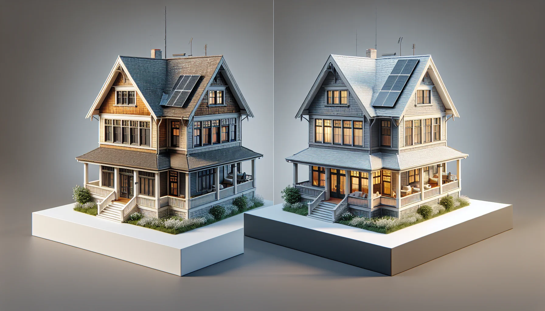 Vorher-Nachher Vergleich von Immobilien mit unterschiedlicher Energieeffizienz