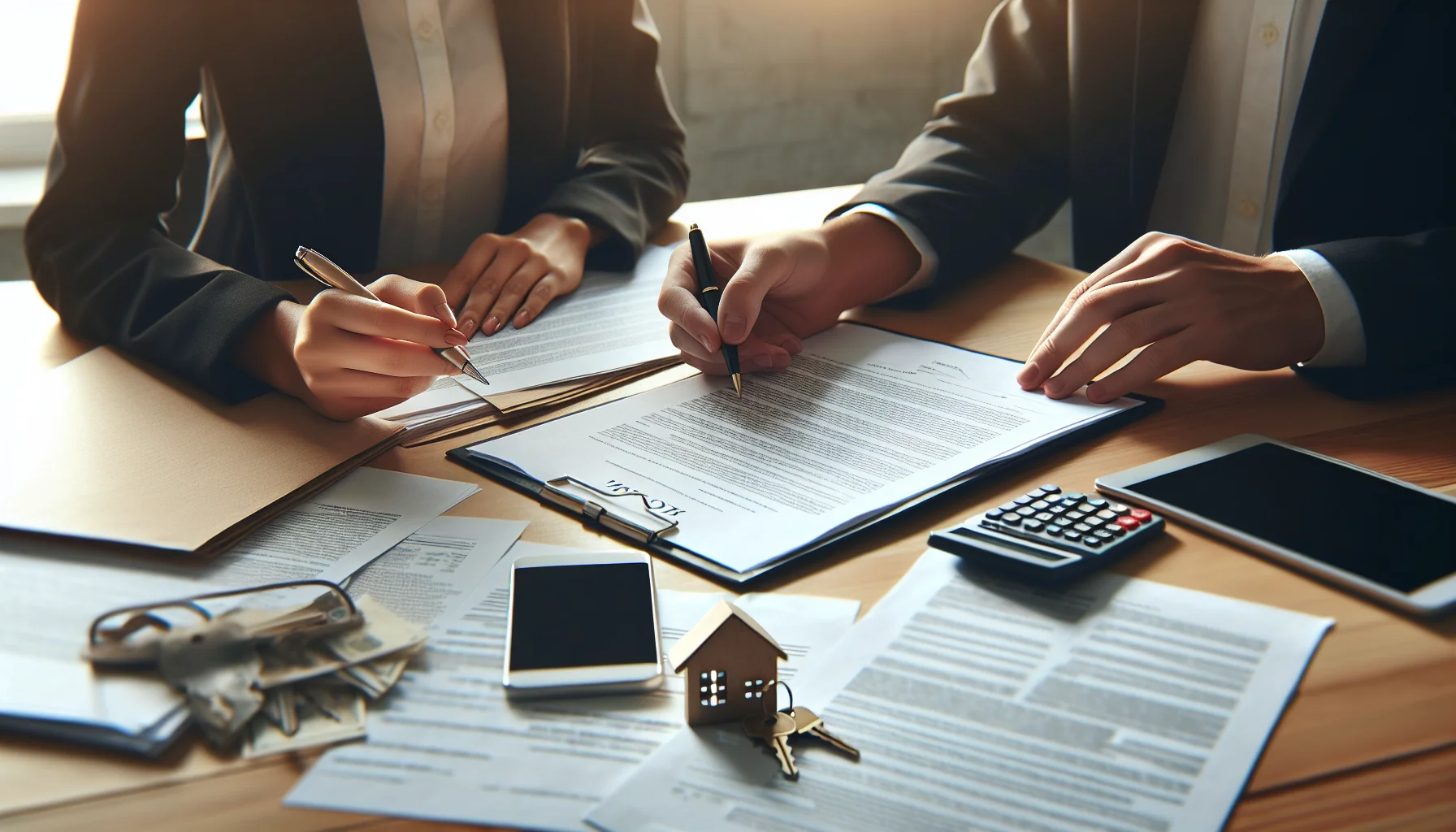 Detailaufnahme von Immobiliendokumenten und Vertragsunterlagen bei der Maklerberatung