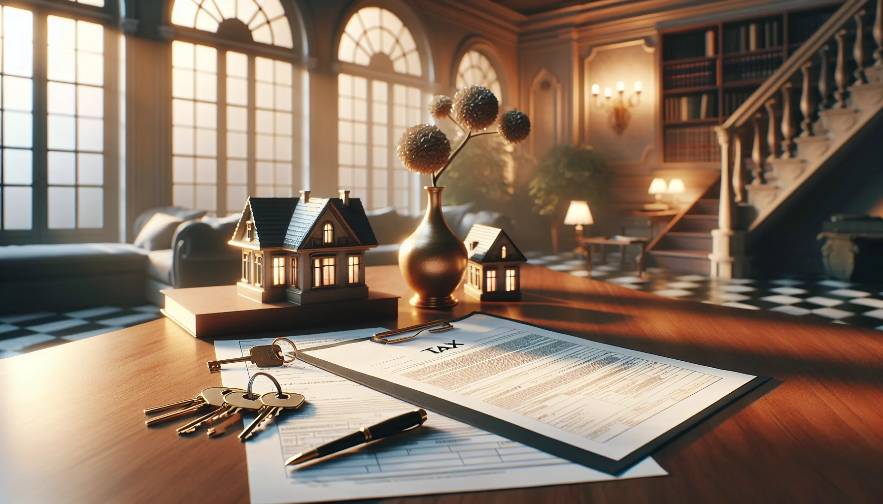 Immobilie erben mit Schlüsseln und Dokumenten auf Tisch