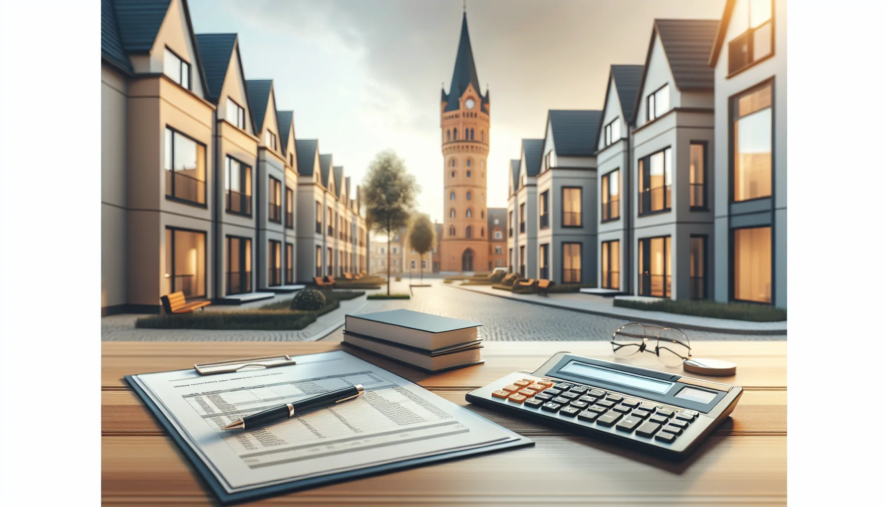 Immobilienbewertung in Karlsruhe mit Häusern und Bewertungsunterlagen