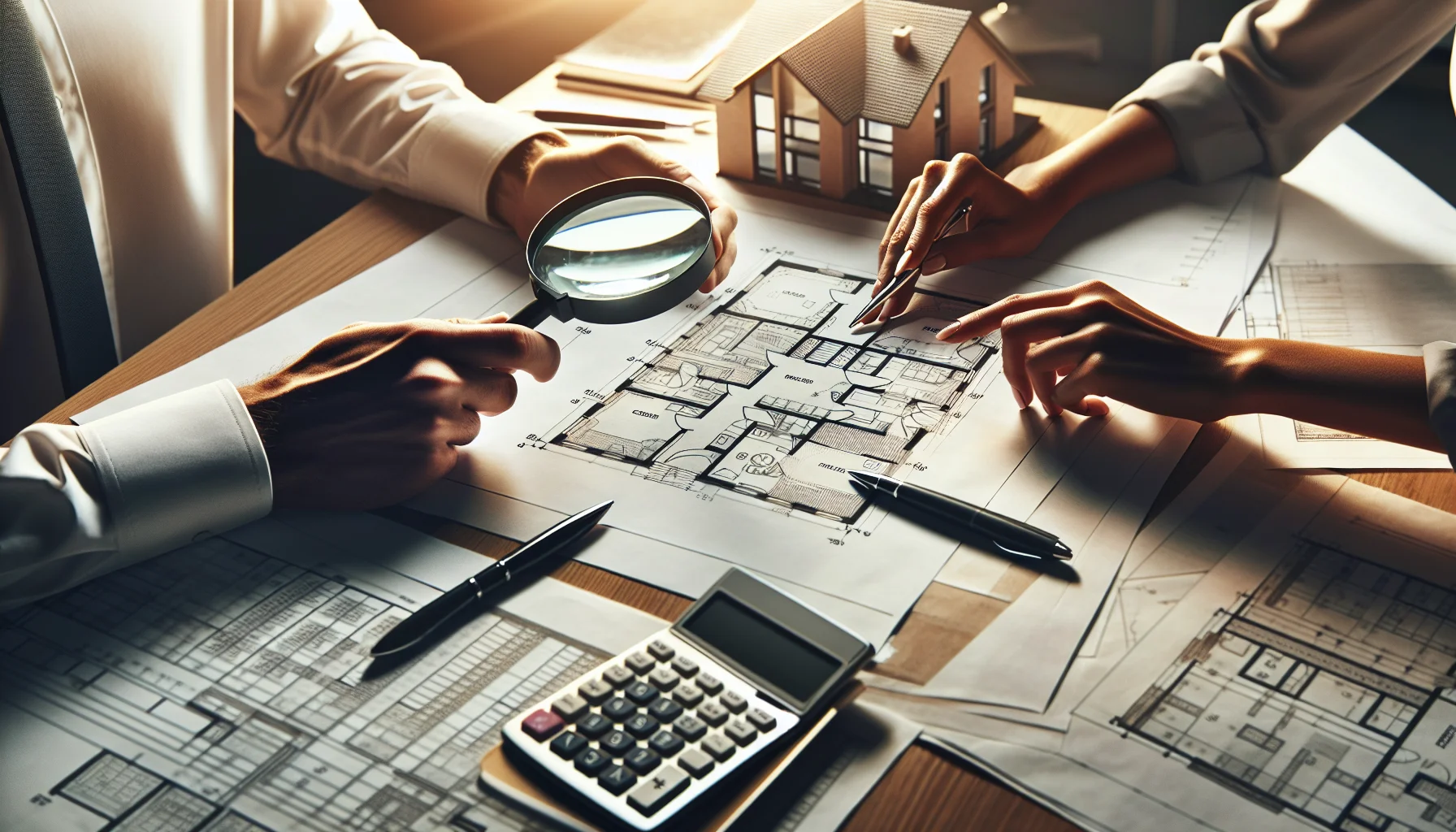 Immobilienbewertung mit Lupe und Dokumenten - professionelle Preisfindung