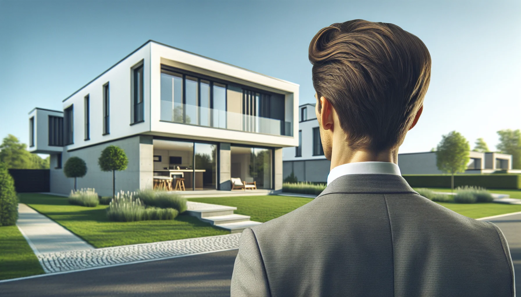 Immobilienmakler zeigt modernes Haus in Pforzheim zum Verkauf