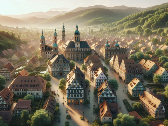 Luftaufnahme der historischen Barockstadt Ettlingen mit Altstadt und traditioneller Architektur