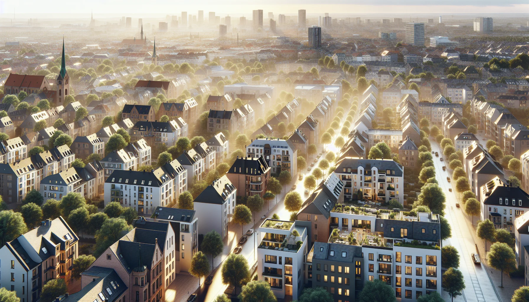 Luftaufnahme von Karlsruhe mit Wohnhäusern für Immobilienbewertung