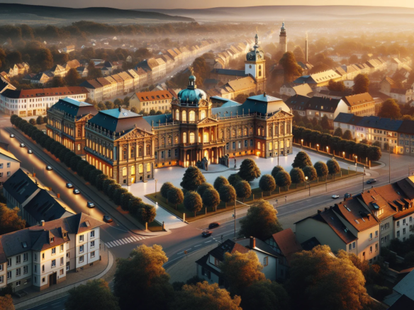 Luftaufnahme von Rastatt mit Barockarchitektur und Wohnhäusern