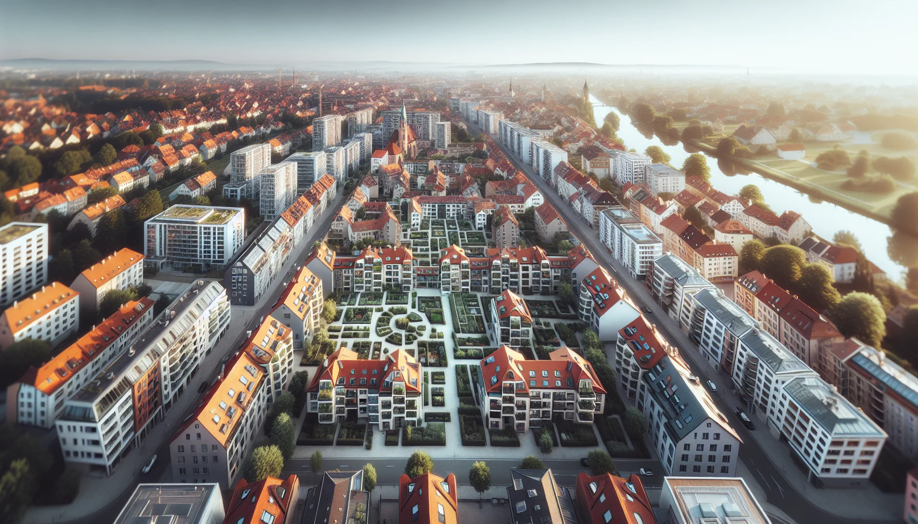 Luftaufnahme von Rastatt mit historischen und modernen Wohnimmobilien