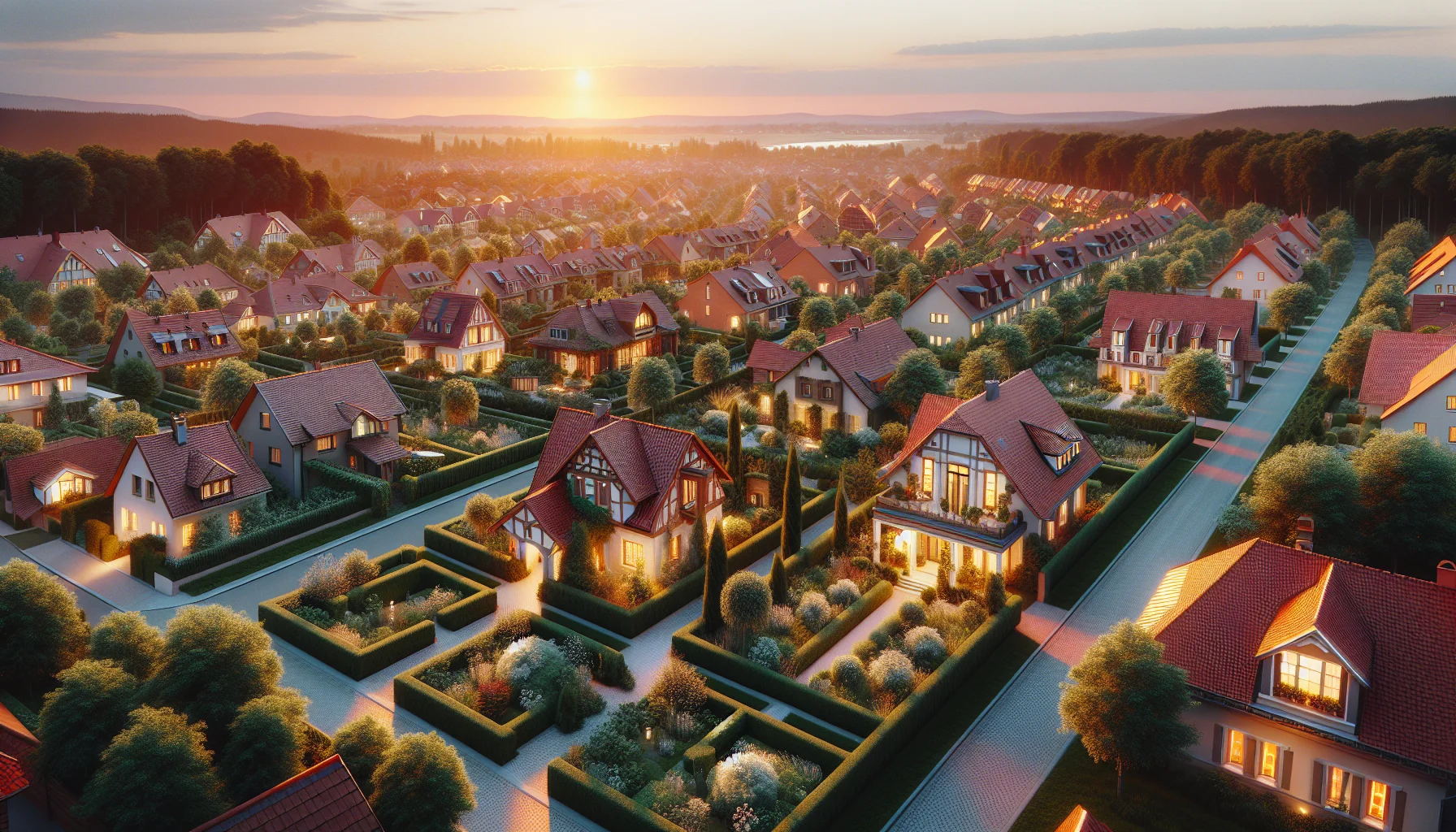 Luftaufnahme von Wohnhäusern in Rastatt mit traditioneller deutscher Architektur