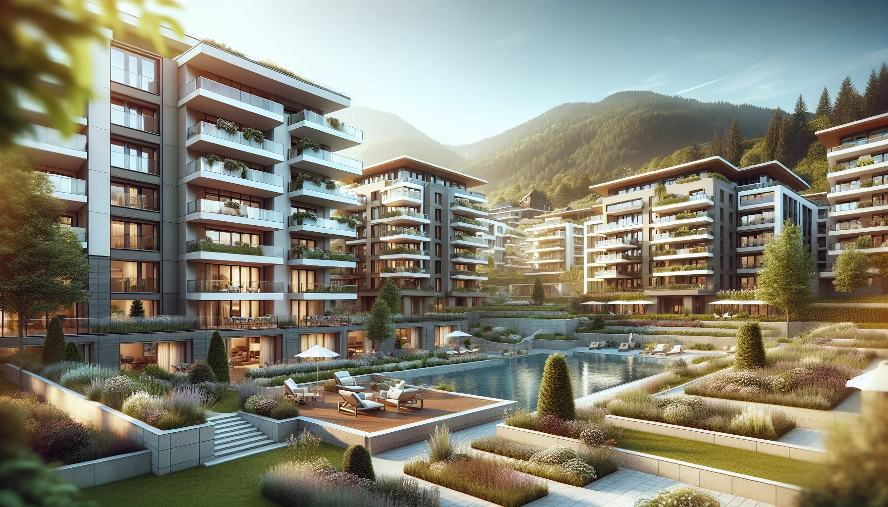 Moderne Neubauwohnungen in Baden-Baden mit Garten und Bergblick