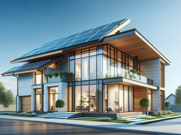 Modernes Wohnhaus mit energieeffizienten Elementen für Energieausweis