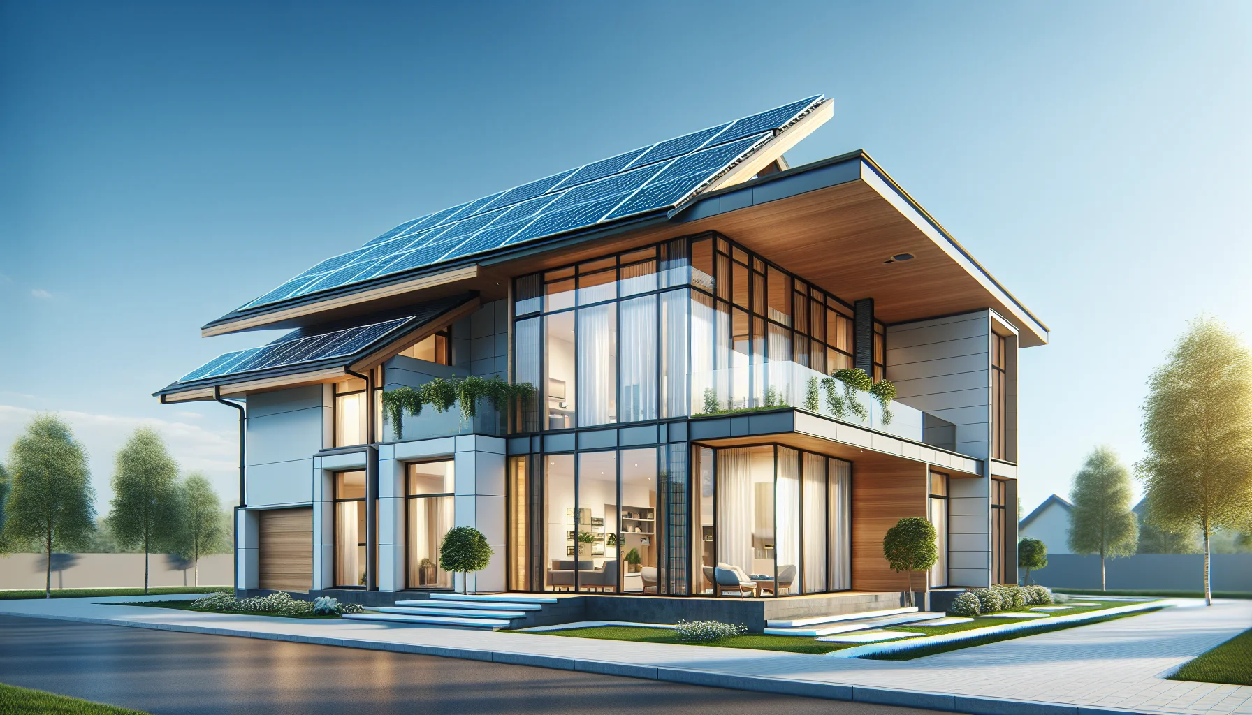 Modernes Wohnhaus mit energieeffizienten Elementen für Energieausweis