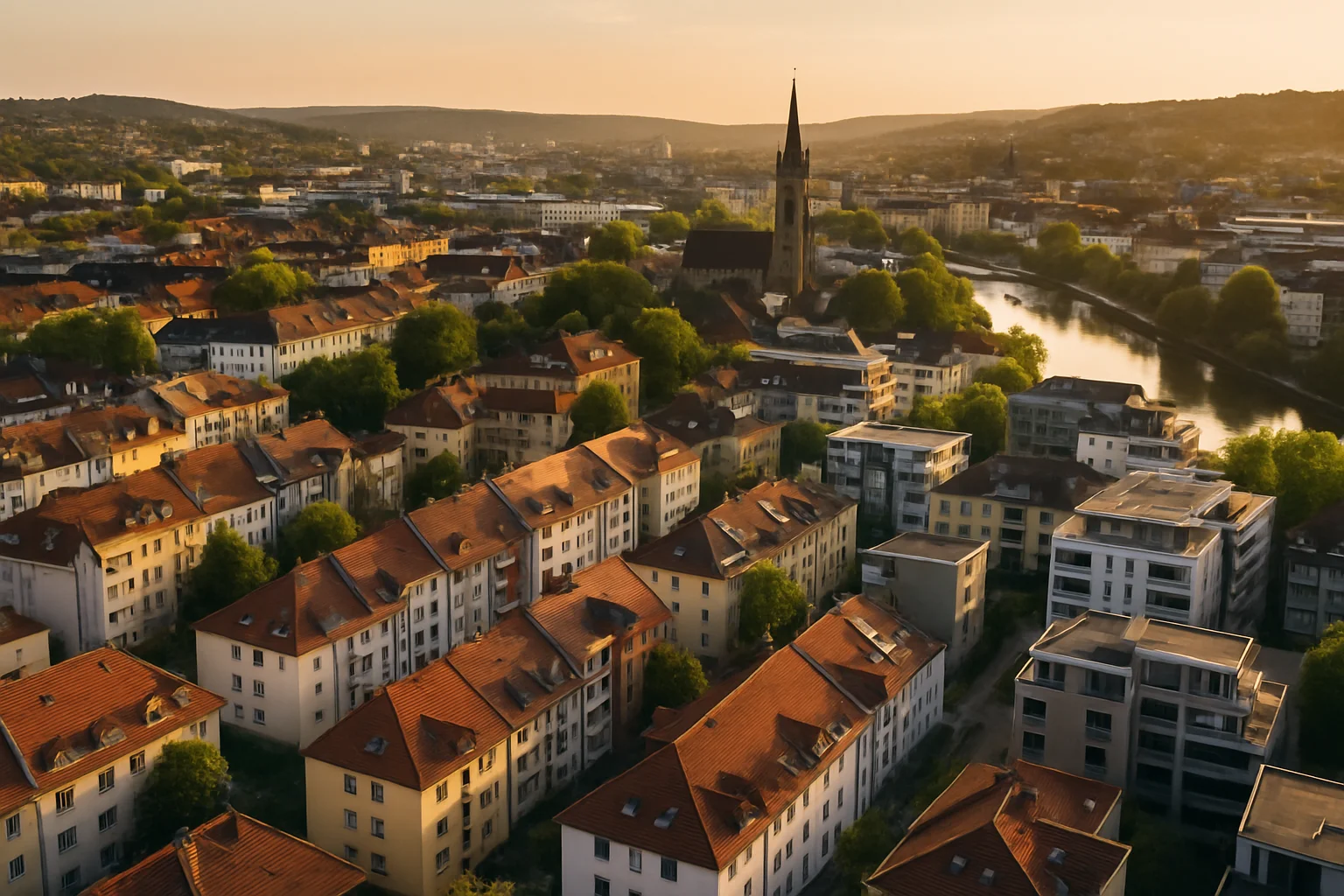 Immobilienmarkt Übersicht Pforzheim aus der Vogelperspektive