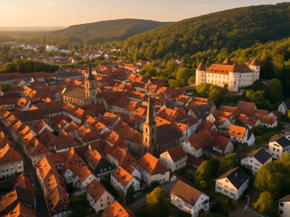Luftaufnahme von Ettlingen mit Altstadt, Schloss und Wohnlagen – Immobilienpreise und Wohntrend 2026