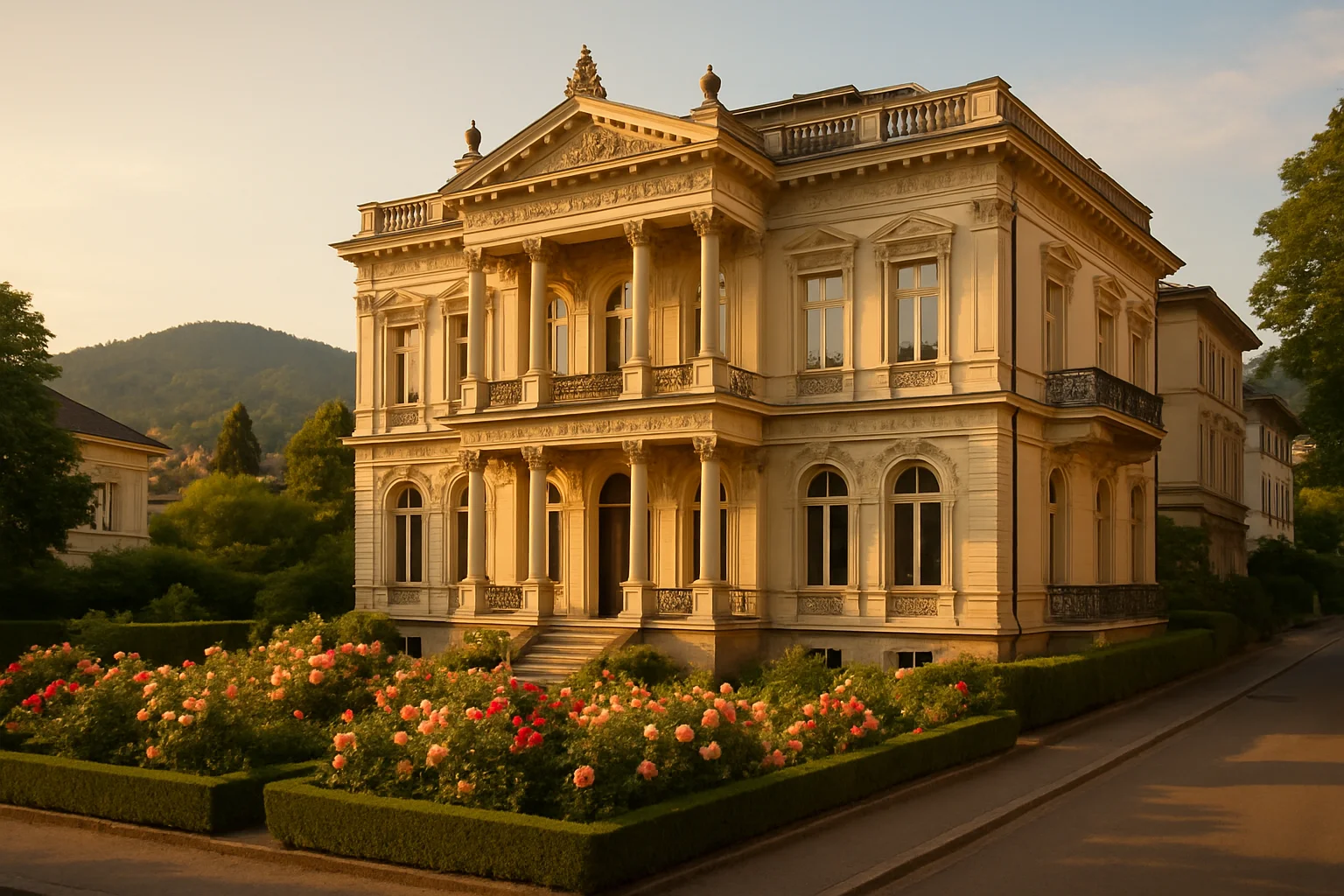 Luxusvilla in Baden-Baden mit klassischer Architektur und gepflegtem Garten