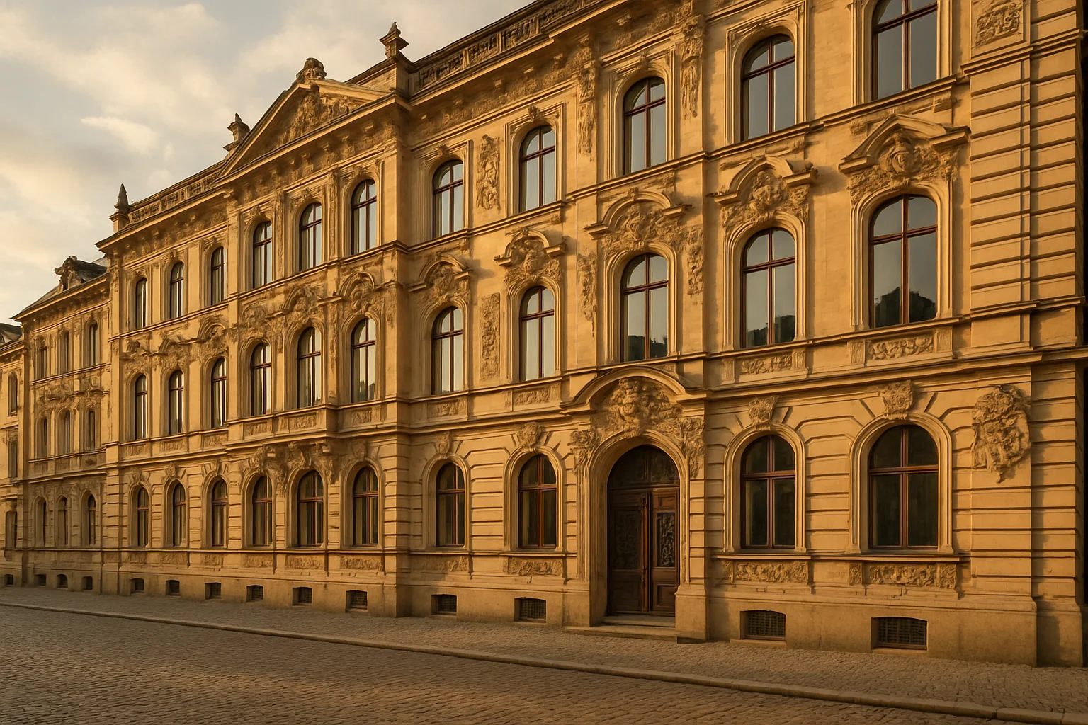 Denkmalgeschütztes Stadthaus mit historischer Fassade und Sandsteinreliefs – Denkmalschutzauflagen Vermarktung