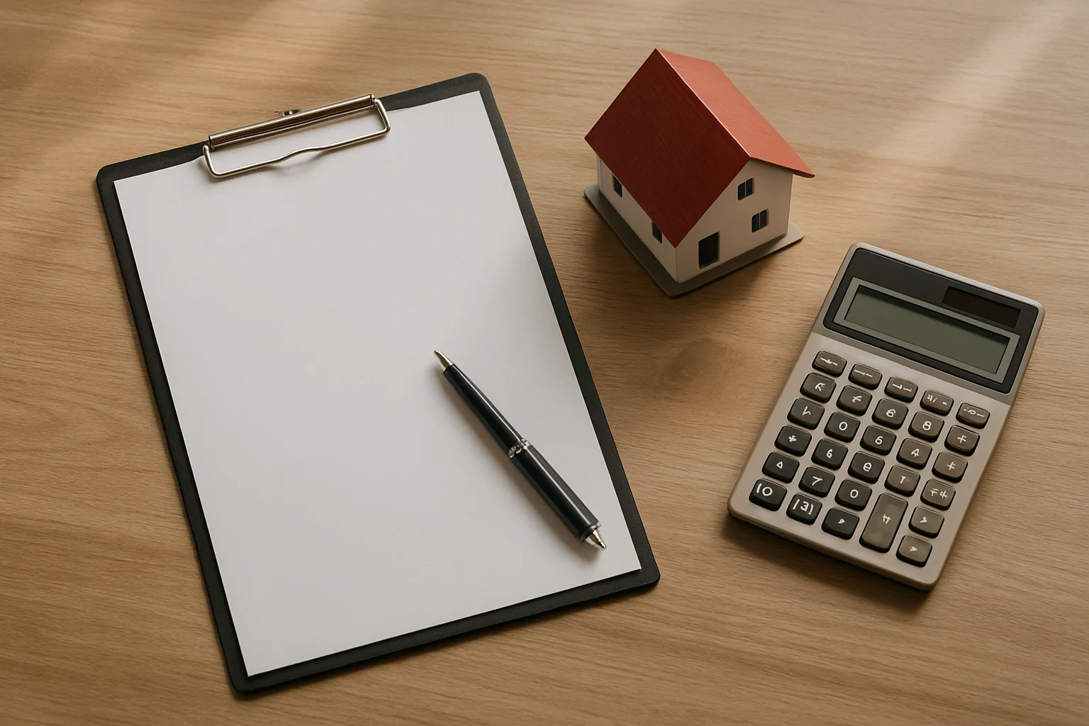 Immobilienunterlagen und Kaufvertrag auf einem Schreibtisch – Prozess des freihändigen Immobilienverkaufs